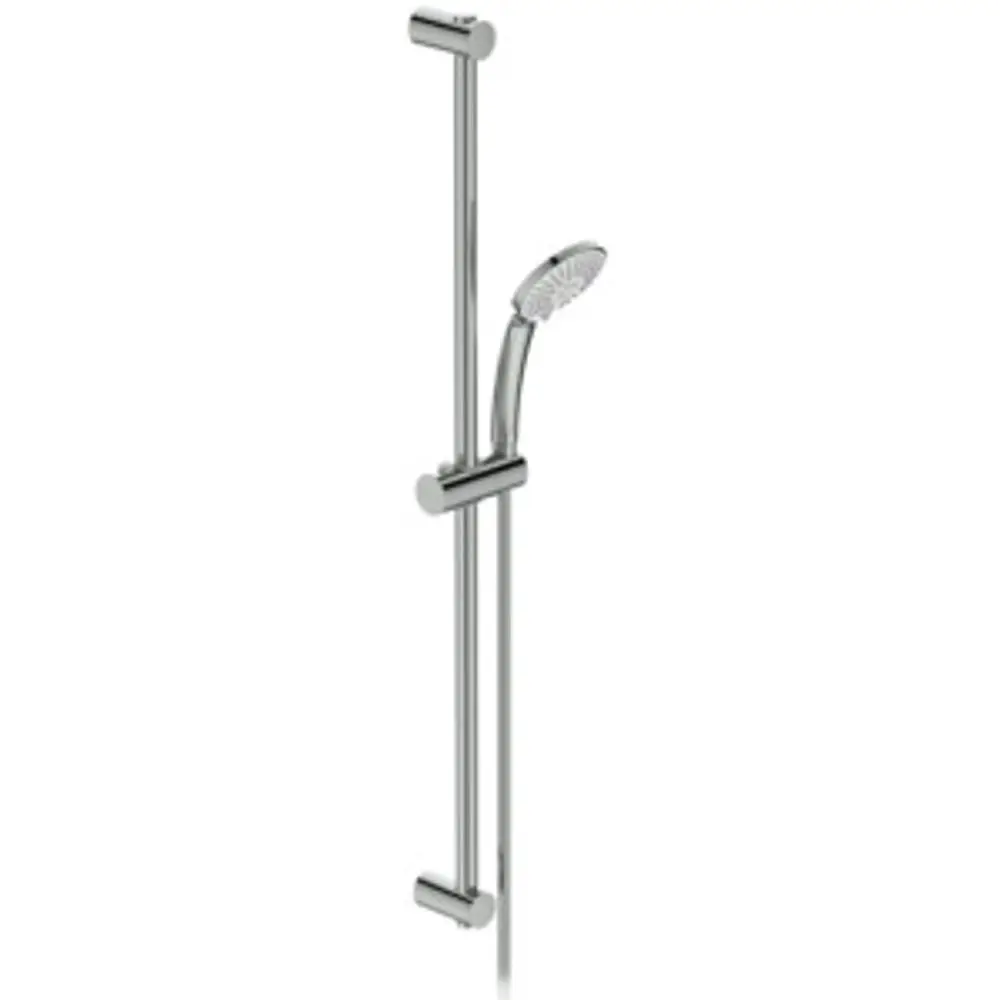 Brausekombination von Ideal Standard mit einer Handbrause und einer Halterung. Die Handbrause ist an einer vertikalen Stange angebracht.